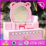 2017 New Design Lovely Pink Girls Wooden Toy Dressing Table W08H077 thumbnail-4