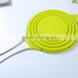 Green Silicone Folding Kitchenware Colander With Handle thumbnail-5