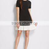 Clothing/women Fashion Dresses/Black Contrast Ruffle Trim Short Sleeve Tee Dress thumbnail-4