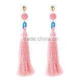 Bohemian Jewelry Imitation Pearls With Long Colorful Tassel Charms Earrings for Women thumbnail-4