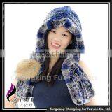 CX-C-242F 2016 New Women Warm Rex Rabbit Fur Knitting Hat thumbnail-3
