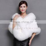 CX-B-M-05E Best Sell Wholesale Price Natural Fox Fur Trim Mink Fur Shawl thumbnail-2