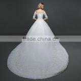 MGOO Manufacturer Off Shoulder Tail Wedding Dress Lace Up Ballgown Skirt Maternity Wedding Brail Party Dress thumbnail-6