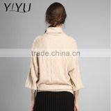 Hot Sale Winter Fall Women Loose Turtleneck Cashmere Cable Knit Pullover Sweater thumbnail-3