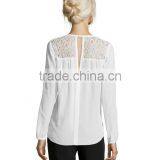 100% Polyester Long Sleeve v Neck Blouse Hi-low Woman Blouse thumbnail-5