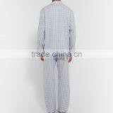 Light Blue and White Checked Men Loungewear Set Long Sleeves Shirt and Trousers thumbnail-3
