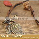 Guiene Leather Bronze Leaf Pendant thumbnail-4