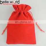 wholesale customized size colors printing flannelette jewelry red drawstring velvet bag