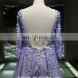 1A1046 Romantic Light Purple 3D Flowers Appliqued Beaded Long Sleeve Sash Back Open Bridesmaid Dress Prom Dress Evening Dress thumbnail-5