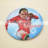 round tinplate button badges printing football star metal tin lapel pin