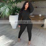 Casual Women Long Sleeves Back Zippers Bodysuit Skinny Raised Lines Pattern Outdoor Wear Stacked Jumpsuits thumbnail-3