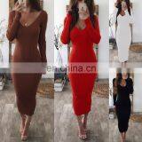 LAITE D2072 2020 New Arrivals Autumn&winter Off-shoulder v Neck Maxi Dresses Women Casual Dresses thumbnail-2