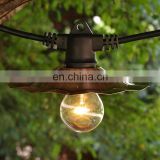European cafe patio hanging outdoor waterproof globe led string lights with metal shades