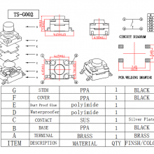 6*6mm TS-G002 Tact Switch DIP Tactile For Electronic Mobile Devices thumbnail-3