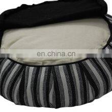 Cylindrical Zebra Striped Zafu Hand Loom Fabric Meditation Cushion Indian Supplier thumbnail-5