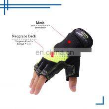 HANDLANDY Half Finger Wholesale Pigskin Leather With Logo Hand Protecting Vibration-Resistant Fingerless Leather Gloves thumbnail-4