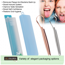 Hot Sell Stainless Steel Tongue Cleaner Scraper With Colorful Handle for Oral Care thumbnail-3