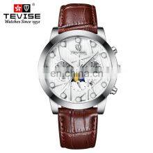 TEVISE T850A Famous China Oem Watch Factory Never Used Vintage Automatic Mechanical Leather Belt Watches for Men