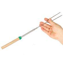 Professional Telescopic BBQ Fork Marshmallow Roasting Sticks Barbecue Forks With Wooden Handle thumbnail-4