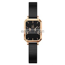 SHENGKEG  Wholesale Girlfriend Quartz Watch K0177L Montre femme en cuir Fashion Square Watch Private Label Stainless Steel Watch