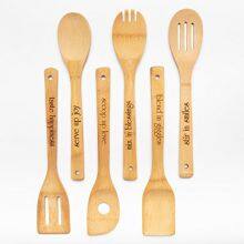 Bamboo wooden cooking spoon set with personalized logo/bamboo utensil set Wholesale