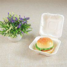 450ml Thick & Sturdy Sugarcane Bagasse Biodegradable 6 Inch Clamshell To Go Burger Box Packaging Custom Paper thumbnail-1