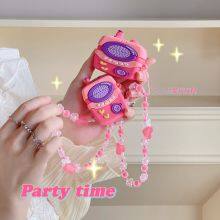 2024 Pink Walkie Talkie Design Earphone Case for Airpods Pro 1 2 3 Cartoon Cute Silicone Protective Cover With Plush Pendant thumbnail-6