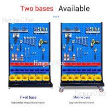 2-Layer Fixed Tool Organizer Rack | Space-Saving Wall-Side Pegboard Stand | for Warehouse Storage thumbnail-1