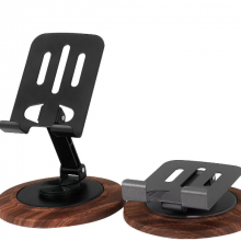 Premium Metal Phone Stand With Wooden Base thumbnail-2