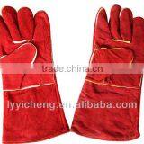 Red Color Safety Gloves,Cow Split Leather Work Glove,Leather Welding Gloves thumbnail-1