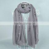 Wholesale Women Fashion Solid Color Cotton Pearl Scarf With Jewelry thumbnail-5