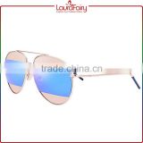 Laura Fairy Italy Creative Designer Fashion Golden Frame Double Color Metal Sunglasses