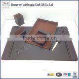 Fancy Brown 6 Pieces Faux Leather Desk Organizer Set