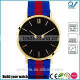 Brand Swedish Watch Nylon Strap 20mm Width PVD Gold Stainless Steel Case Sapphire Glass 2 Hands Watch thumbnail-2