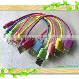 Colorful and Hot-selling 20 cm USB to Micro Braid Cable