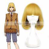 Factory WholesalePrison School Hana Midorikawa Cosplay Wig Short 35cm 14" Golden Yellow Anime Hair With Hairnets thumbnail-1