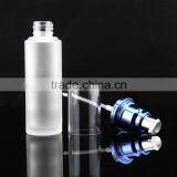 Frosted Cosmetic Glass Bottle With Aluminum Pump in Stock thumbnail-3