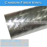 1.52x30m 5x98FT Chrome 3D Air Channel Removable Glue Auto Carbon Fibers Vinyl Film