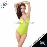 SAUANN Push Up Solid Color Block One-Piece Swimwear thumbnail-2
