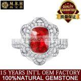 Guangzhou Factory Jewellery Gold Fashionable18k Gold Inlay Diamond Red Natual Gemstone Ruby Ring for Women Precious Gold Jewelry thumbnail-1