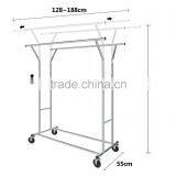 Adjustable Double Rail Rolling Garment Rack Clothing Rack Drying Rack Hanging Rack, Chrome Finish thumbnail-2