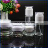 High Quality 30ml 50ml Airless Pump Lotion Glass Bottles Cosmetic Cream Glass Jar for Face Cream