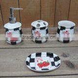 New emboss strawberry ceramic 4pcs bathroom set