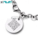 Personalized image laser engraved stainless steel dog tag chram bracelet circle shape