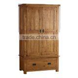 Rustic Solid Oak Wood 2 Doors Wardrobe