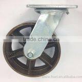 150mm Trolley Wheel Roller Bearing Cast Iron Swivel Caster