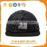 Custom Print 5 Panel Leather Strap Back Hats With Metal Buckle