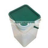 Factory direct supply plastic square bucket 15 L plastic square pail 4 gallon food grade transparent square bucket with lid