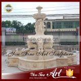 Outdoor Lion Statue Beige Travertion Outdoor Fountain thumbnail-1