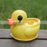 Attractive Desktop Decor Yellow Duck Shape Animal Ceramic Planter thumbnail-2